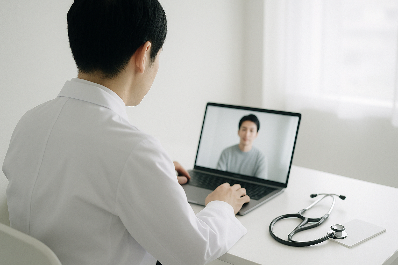 オンラインで診療にあたる医師